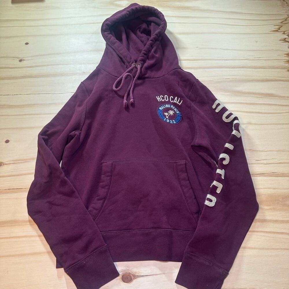 Y2K Hollister Cali Hoodie Sweatshirt Mens Size Medium Maroon Surfwear